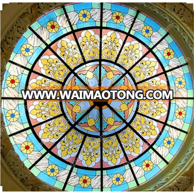 prefabricated steel frame tiffany stained glass ceiling dome skylight