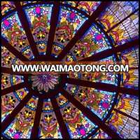 Tiffany stained glass dome with curved glass window