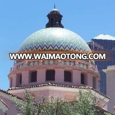 Prefabricated Steel Structure mosque dome with  GRC and  glass mosaic pattern